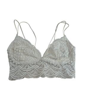 Auden Lace Longline Bralette Women S Cream Scalloped Lace Boho Coquette Lingerie